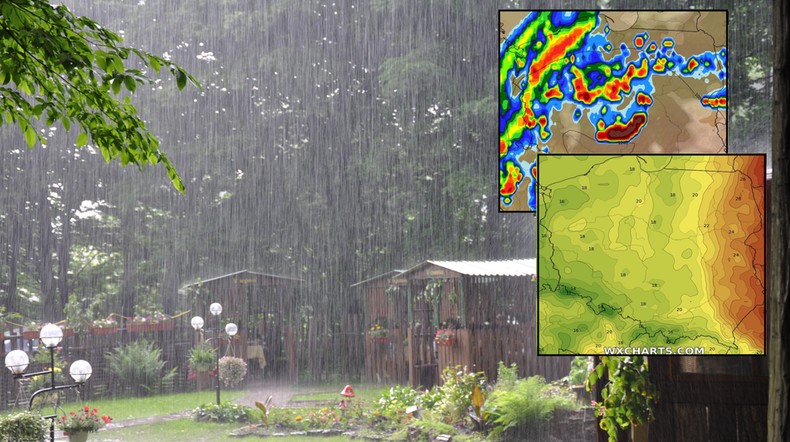 Koniec letniej pogody zbliża się nieubłaganie. Nadchodzą ulewy, burze i znaczne ochłodzenie (mapy: wxcharts.com)