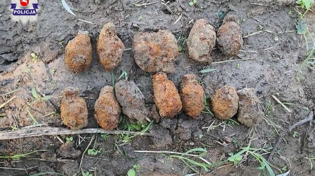 Granaty znalezione podczas spaceru. Fot. Lubelska Policja