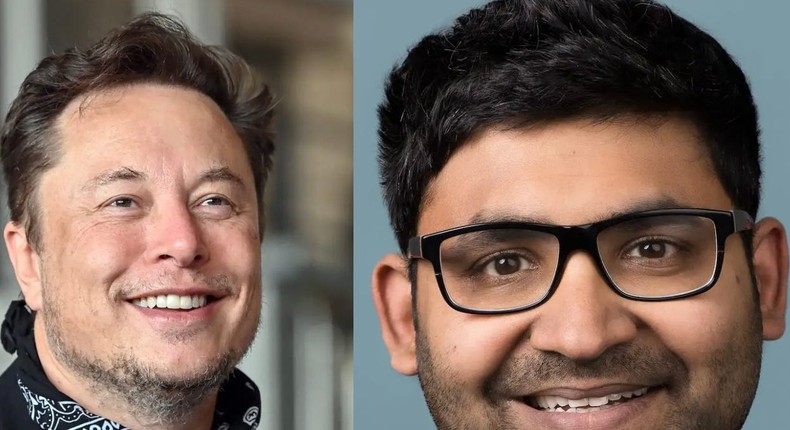 Elon Musk and Parag Agrawal.