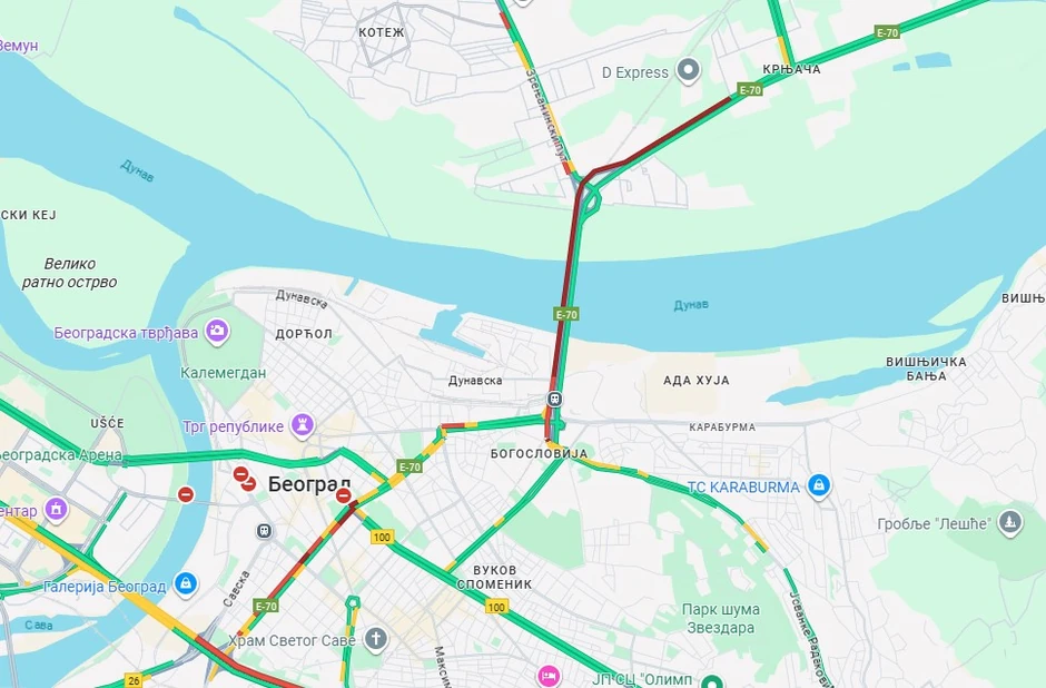 Gužve na Pančevačkom mostu