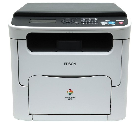 <b>Epson AcuLaser CX16</b>
<br>
<br>Typ: wielofunkcyjna, laserowa
<br>Rodzaj: kolorowa
<br>Szybkość druku w czerni: 19 str./min
<br>Szybkość druku w kolorze: 5 str./min
<br>Maksymalna rozdzielczość: 1200 x 600
<br>Ethernet: tak
<br>Wi-Fi: nie
<br>Drukowanie dwustronne: nie
<br>Funkcje: Drukarka, ksero, skaner
<br>
<br><b>Cena: od 879 zł</b>