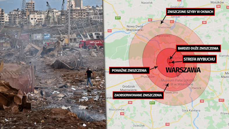 Jak duże byłyby szkody, gdyby do wybuchu doszło w Warszawie?