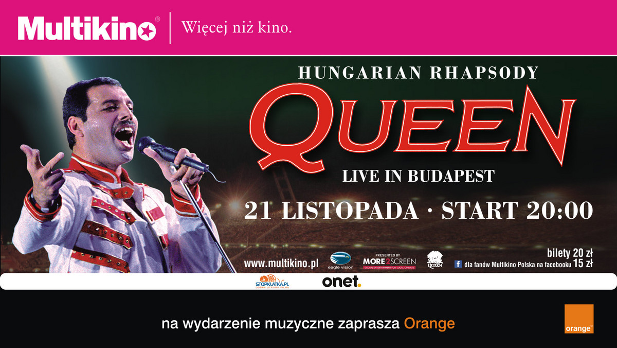 We środę, 21 listopada 2012 roku sieć kin Multikino wyświetli koncert "Hungarian Rhapsody: Queen Live In Budapest ‘86".