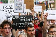 Protest przeciwko nowej dyrektywie UE o ochronie praw autorskich nazywanej przez przeciwników ACTA II