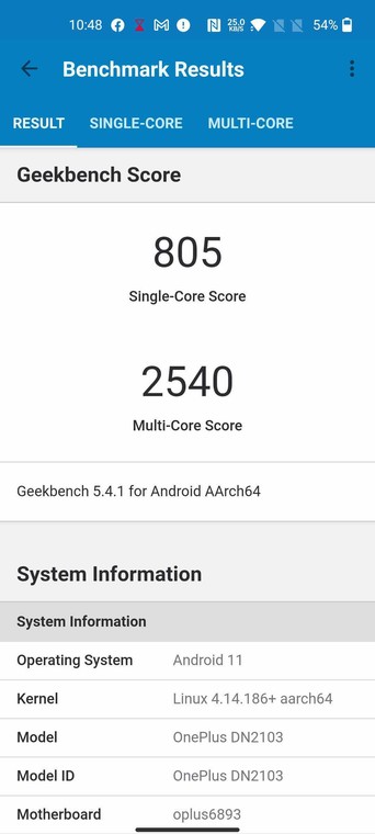 Wyniki Geekbench