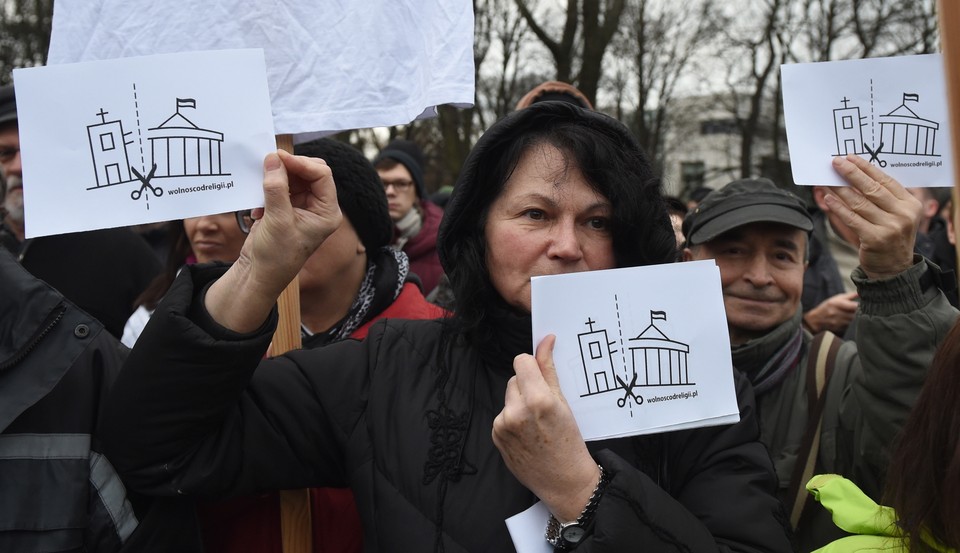 Protest przeciw finansowaniu Świątyni Opatrzności Bożej