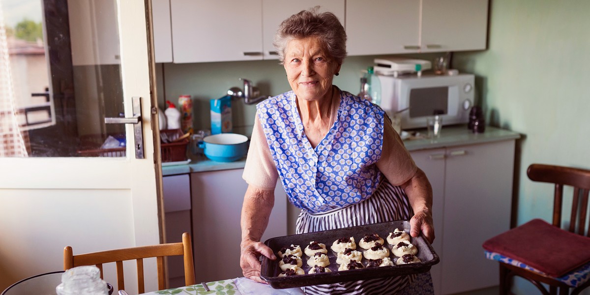 Senior woman baking