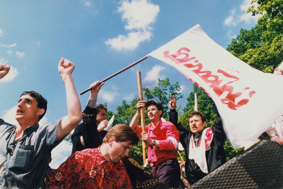 Andrzej Iwańczuk - protesty górników i hutników ze Śląska (26 października 1995 r.)