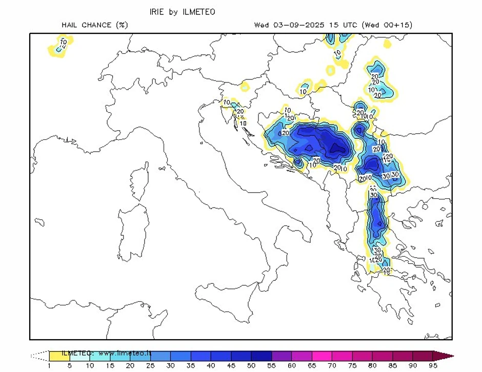 Mapa za sredu za oko 15 sati