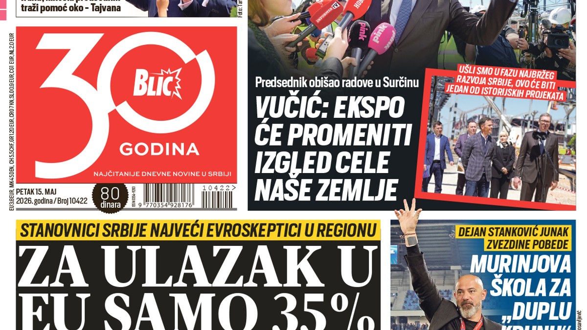 Blic naslovna strana za 15.5.