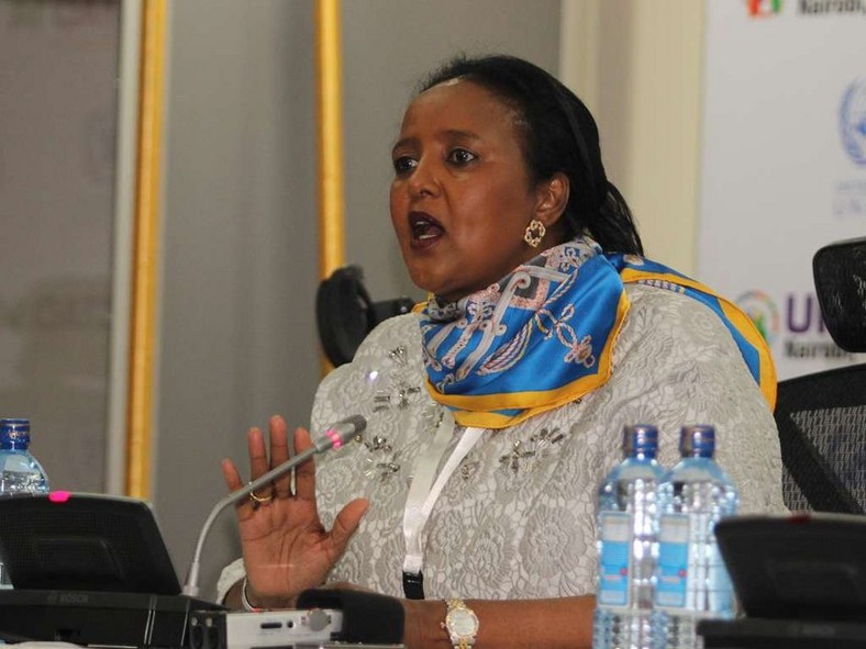 Education CS Amina Mohammed during a past public address (Twitter) 