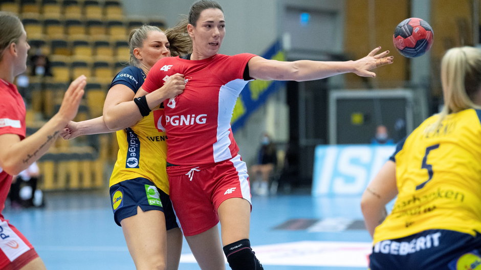 Handball match between Sweden and Poland in Lund