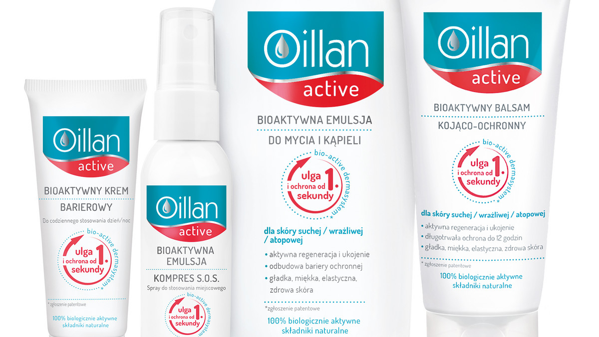 Oillan Active to linia dermokosmetyków do codziennego stosowania, które stanowią skuteczne rozwiązanie problemów skóry suchej, wrażliwej, podrażnionej i skłonnej do alergii u osób dorosłych.