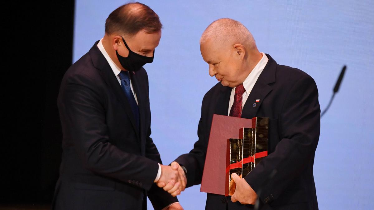 Andrzej Duda  i laureat Specjalnej Nagrody Gospodarczej Prezydenta RP, Adam Glapiński.