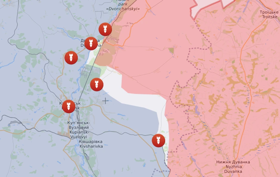 Mapa - borbe oko Kupjanska