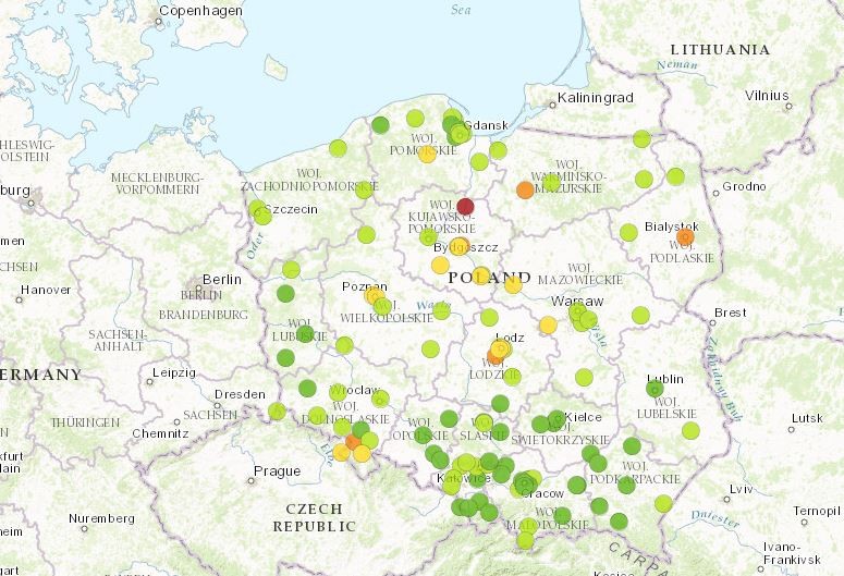 Steżenie pyłu PM10