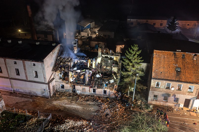 gruzowisko po wybuchu