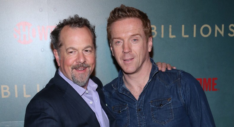 David Costabile (L) and Damian Lewis (R), characters on Showtime's Billions TV series.