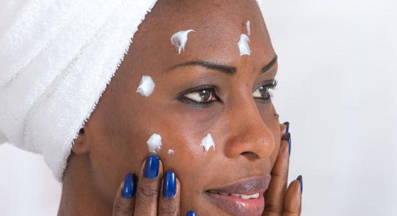 Lady treating oily skin