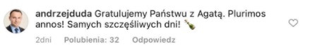 Prezydent Andrzej Duda pogratulował Antkowi Królikowskiemu i Joannie Opoździe wejścia w związek małżeński