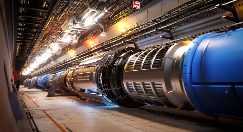 An artist's illustration of the inside of CERN's Future Circular Collider tunnel.CERN