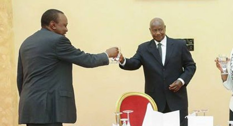 President Uhuru Kenyatta with Uganda's Yoweri Museveni