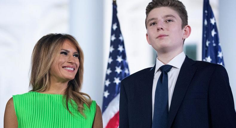 Then-First lady Melania Trump ooks at her son Barron Trump after President Donald Trump accepted the GOP's 2020 presidential nomination.Chip Somodevilla/Getty Images