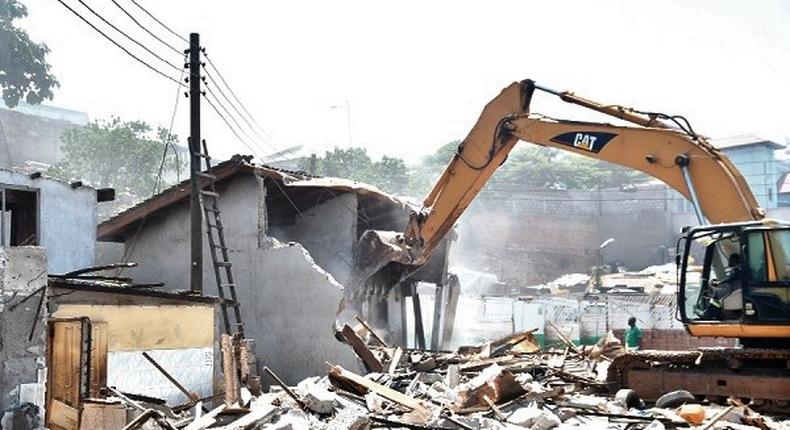 Bulldozing illegal structures by AMA