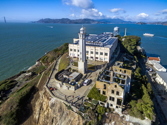 Wyspa Alcatraz z lotu ptaka