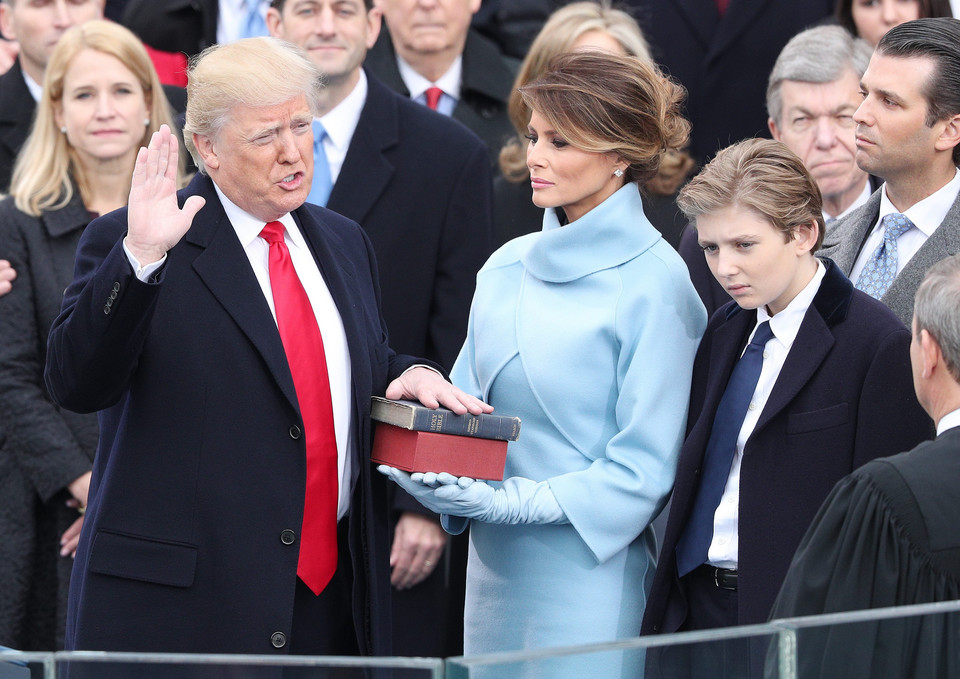 Melania Trump podczas uroczystości zaprzysiężenia Donalda Trumpa na prezydenta USA