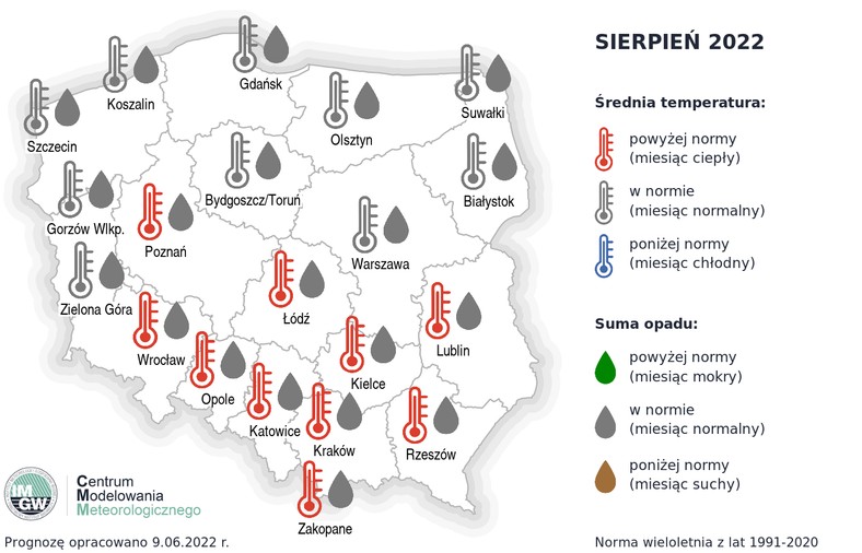 W sierpniu nie wszędzie temperatura będzie wysoka