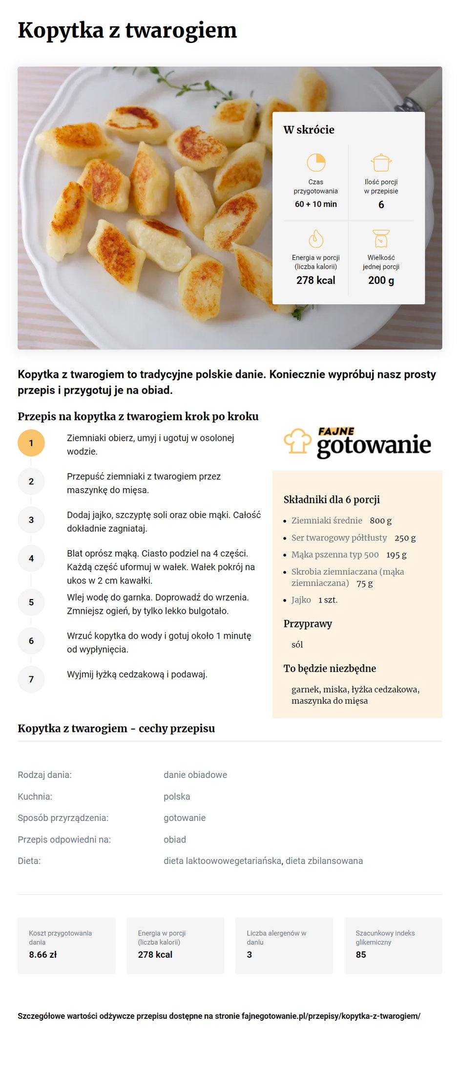 Kopytka z twarogiem