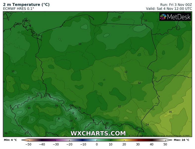 W sobotę odnotujemy od 10 do 14 st. C