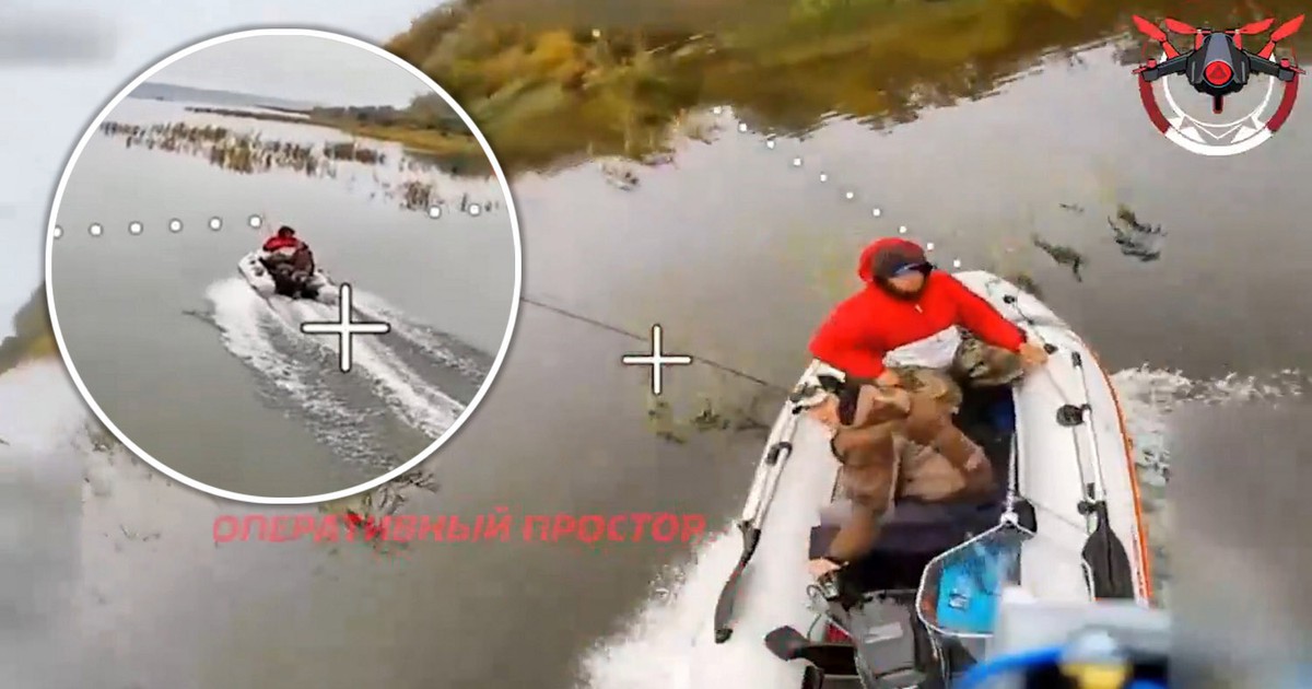 Przerażający film. Operator rosyjskiego drona polował na rybaka z synem. Rzadko tak to się kończy