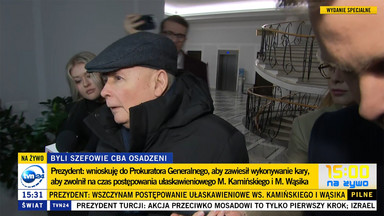 Prezydent chce ponownie ułaskawić Kamińskiego i Wąsika.
Jarosław Kaczyński komentuje