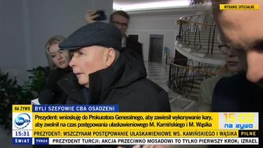 Prezydent chce ponownie ułaskawić Kamińskiego i Wąsika.
Jarosław Kaczyński komentuje