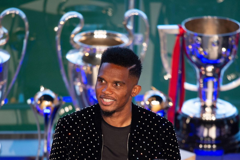 Player of Konyaspor soccer club and Cameroonian national team Eto'o attends a match, as part of the 