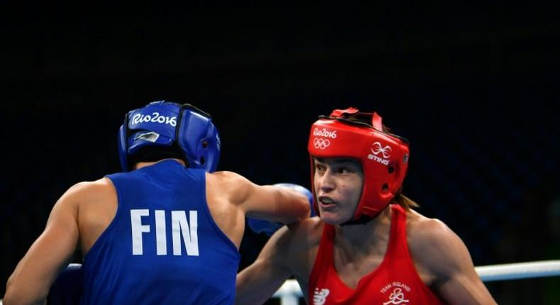 Ireland's Katie Taylor (R), seen in August 2016, enjoyed a brilliant amateur career that yielded five world titles, six European titles and gold at the 2012 London Olympics