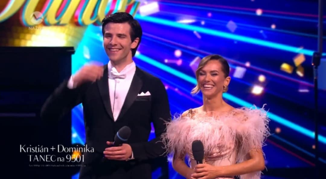 Slovenský herec Kristián Baran a jeho tanečná partnerka Dominika Rošková. 