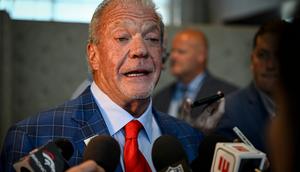 Indianapolis Colts owner Jim Irsay speaks during an NFL special league meeting at the JW Mariott in Bloomington.Aaron Ontiveroz/MediaNews Group/The Denver Post via Getty Images