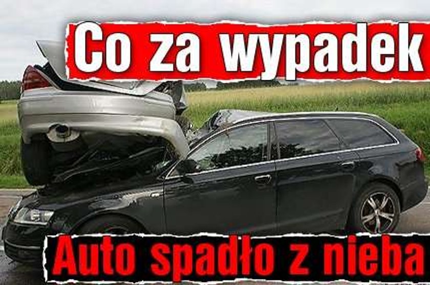 Co za wypadek! Auto spadło z nieba! Zobacz foty