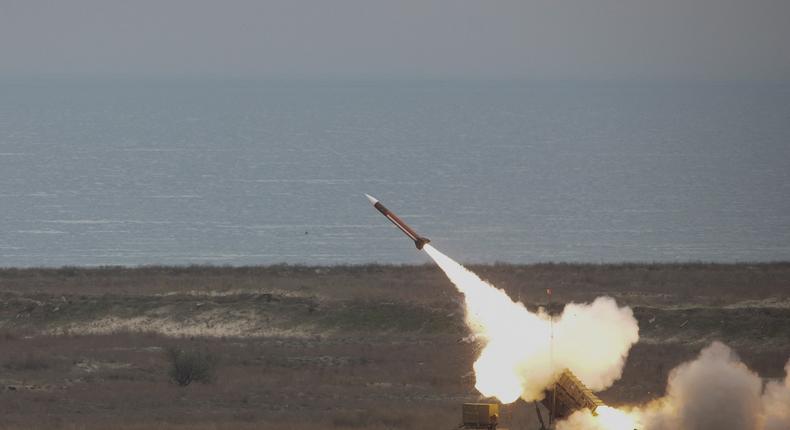 Patriot missile is fired during PATRIOT SPARK 23 exercise at the Black Sea training range in Capu Midia, Constanta, Romania, November 15, 2023.INQUAM PHOTOS/George Calin