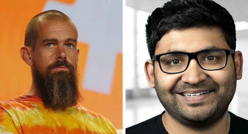 Jack Dorsey (left) says Parag Agrawal (right) was his choice as new CEO