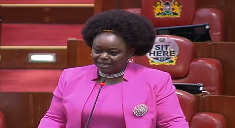 Suba North MP Millie Odhiambo speaks at the National Assembly during Second Reading of the Copyright (Amendment) Bill, 2021 on February 4, 2022