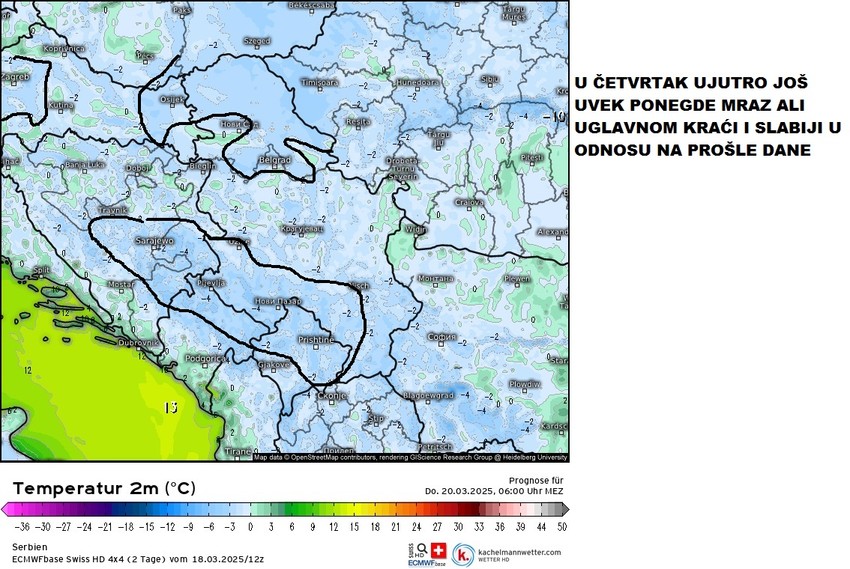 Slabiji mraz je moguć još u četvrtak