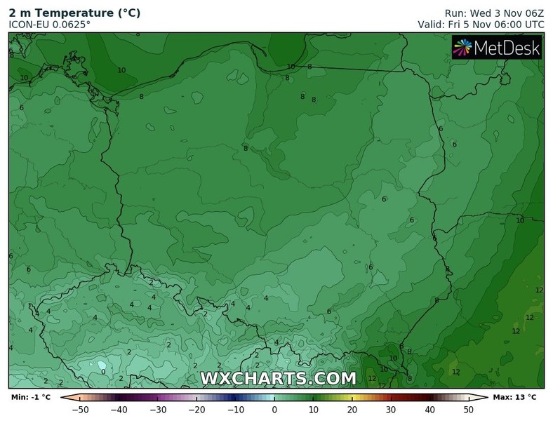 Nad ranem u podnóża gór przy gruncie możliwe są słabe przymrozki