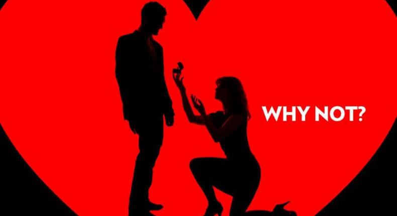 Silhouette of woman proposing to a man [Talkpoint]