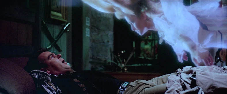 Дэн Эйкройд и Кимберли Херрин в фильме "Охотники за привидениями"