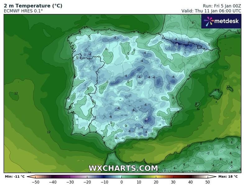 W Madrycie temperatura może spaść do ok. -5 st. C