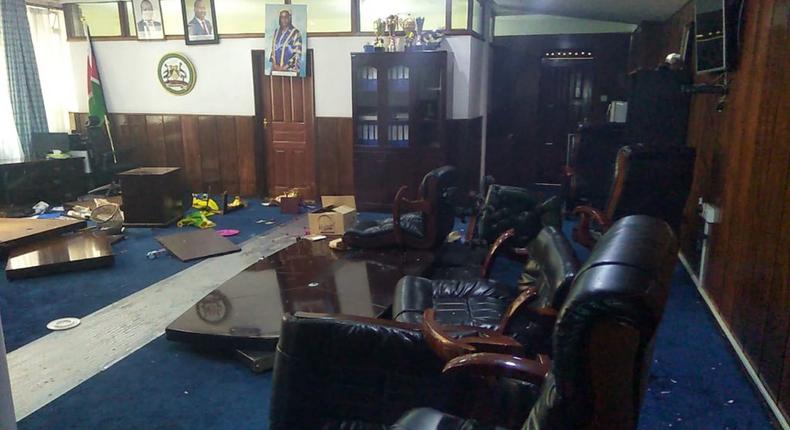 Teargas, chaos at City Hall as goons attack Beatrice Elachi in Nairobi county assembly speaker's office